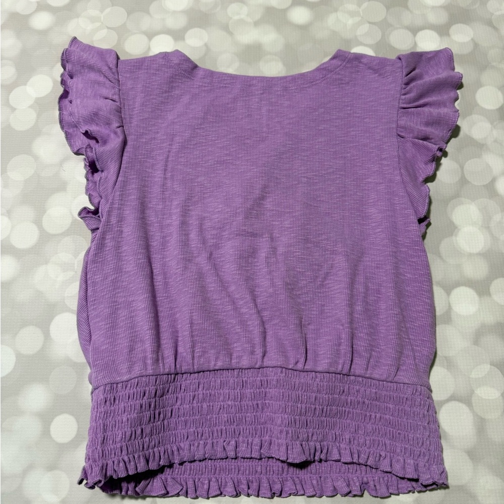 Purple Ruffle Sleeve Girl’s Top - Picture 4 of 4